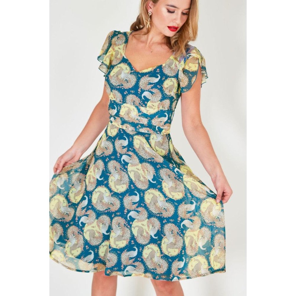 Voodoo Vixen Lucy Peacock Summer Flare Dress